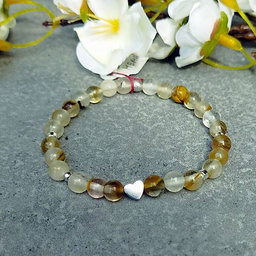 Náramky - Náramek kříšťál broskvový, hematit - 16627868_