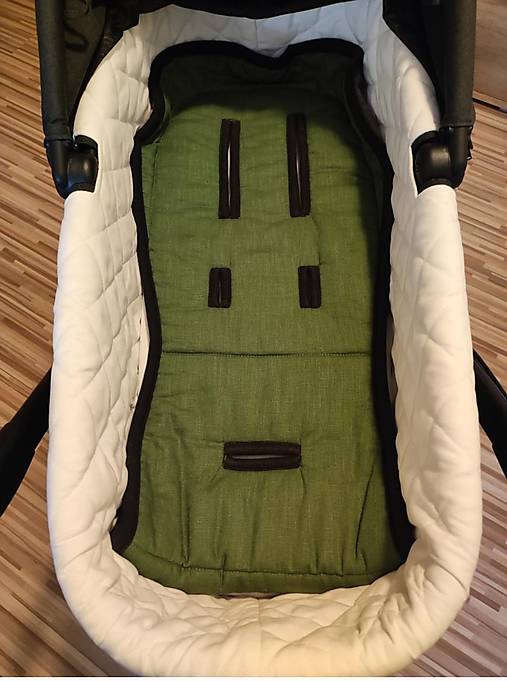 Detský textil - Vlnienka podložka do kočíka BABY JOGGER City Premier  100 % merino Top Super Wash Natural 100% ľan Forest Green - 16631543_