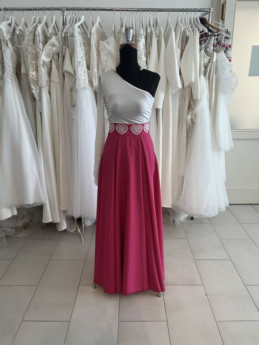 Sukňa s výšivkou dlhá-ružová