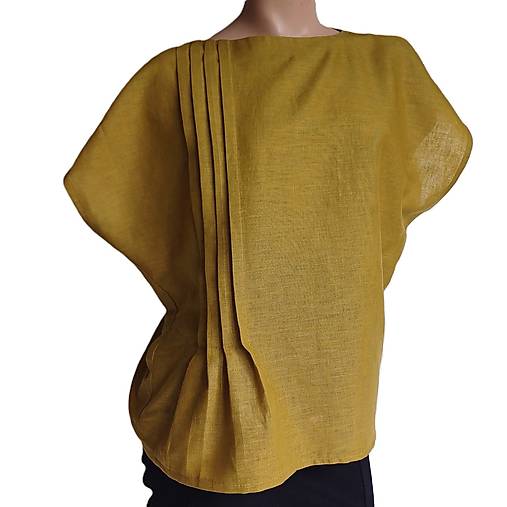 Topy, tričká, tielka - Ľanový top Štruktúry - gold - 16630873_