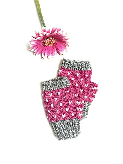 Detské doplnky - Bezprstové pink (6-9 rokov) - 16633640_