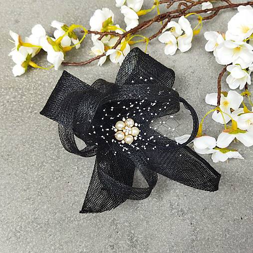 Ozdoby do vlasov - Black Fascinator - 16635899_
