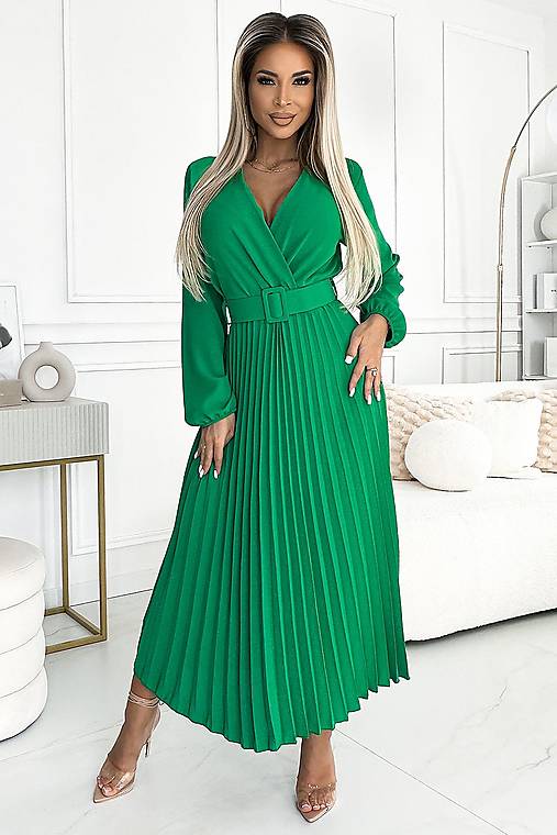 Zelene plisované šaty