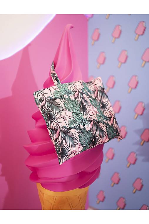 Nákupné tašky - Plážová taška FLAMINGO - 16635739_
