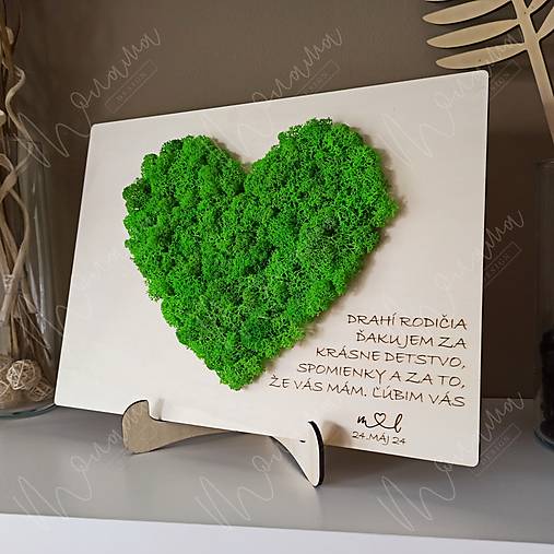 Tabuľky - Poďakovanie rodičom "machové srdce" KATRIEL - 16634790_