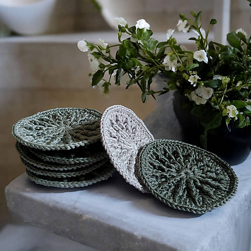 Úžitkový textil - Pleťová masážna žinka ECO | set Silver Fleur - 16638181_