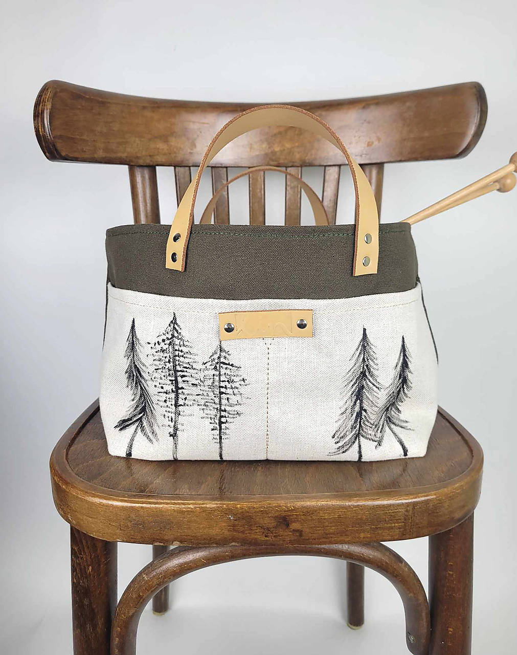 Košík/ kabelka (bavlna, ľan, koža)  STROMY GREEN