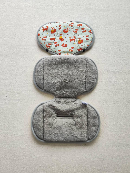 Detský textil - VLNIENKA zmenšovacia vložka do autosedačky Joie i spin 360 100% Merino top super wash Grey Líška Mint - 16638027_