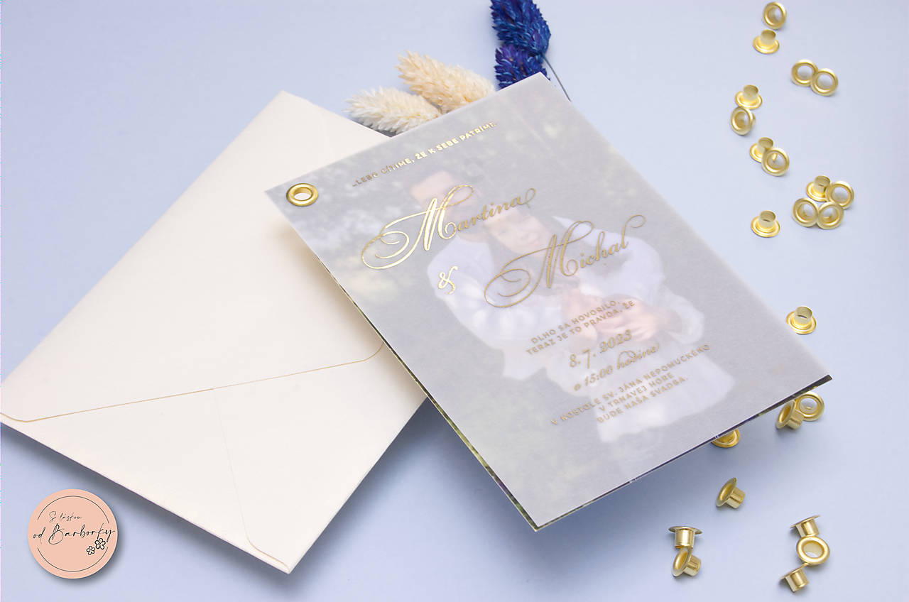 Svadobné oznámenie s metalickým zlátením #71