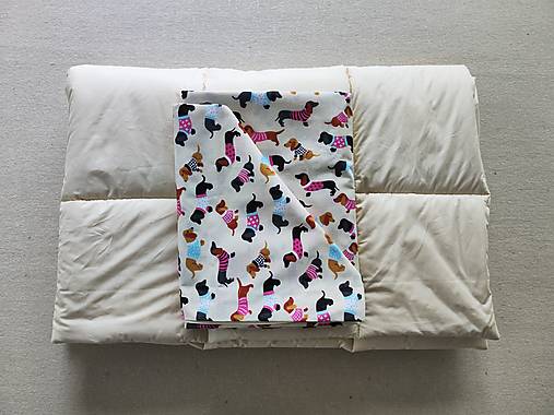 Detský textil - VLNIENKA Detské obliečky do postieľky na mieru 100% bavlna Jazvečík smotanový - 16640268_