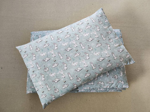 Detský textil - Detský set do postieľky JUNIOR Zajko Mint paplón a vankúš - 16640314_