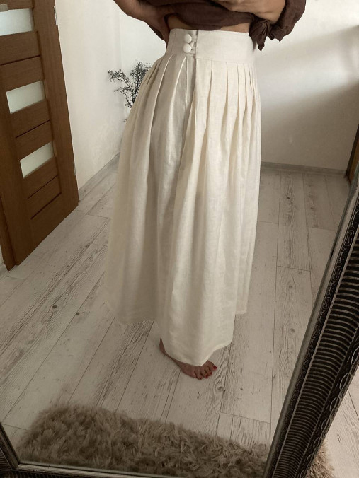 Sukne - ..ako ľanový vánok.../CREAM sukňa Linen/ - 16640402_