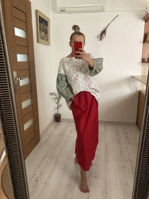 Blúzky a košele - TOP/BLúZA ĽAN-ová /OLD GREEN/veľ. S/M -skladom - 16641430_