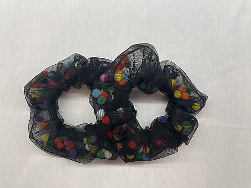 Ozdoby do vlasov - Pom Pom scrunchie  (Čierna) - 16641695_