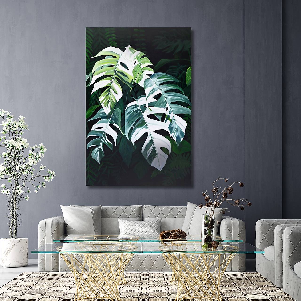 Monstera Albo 100*150 cm