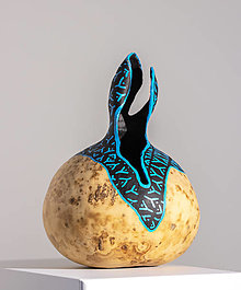Dekorácie - Gourd #G50 | Kalabasa, prírodná drevená dekorácia, váza - 16646002_
