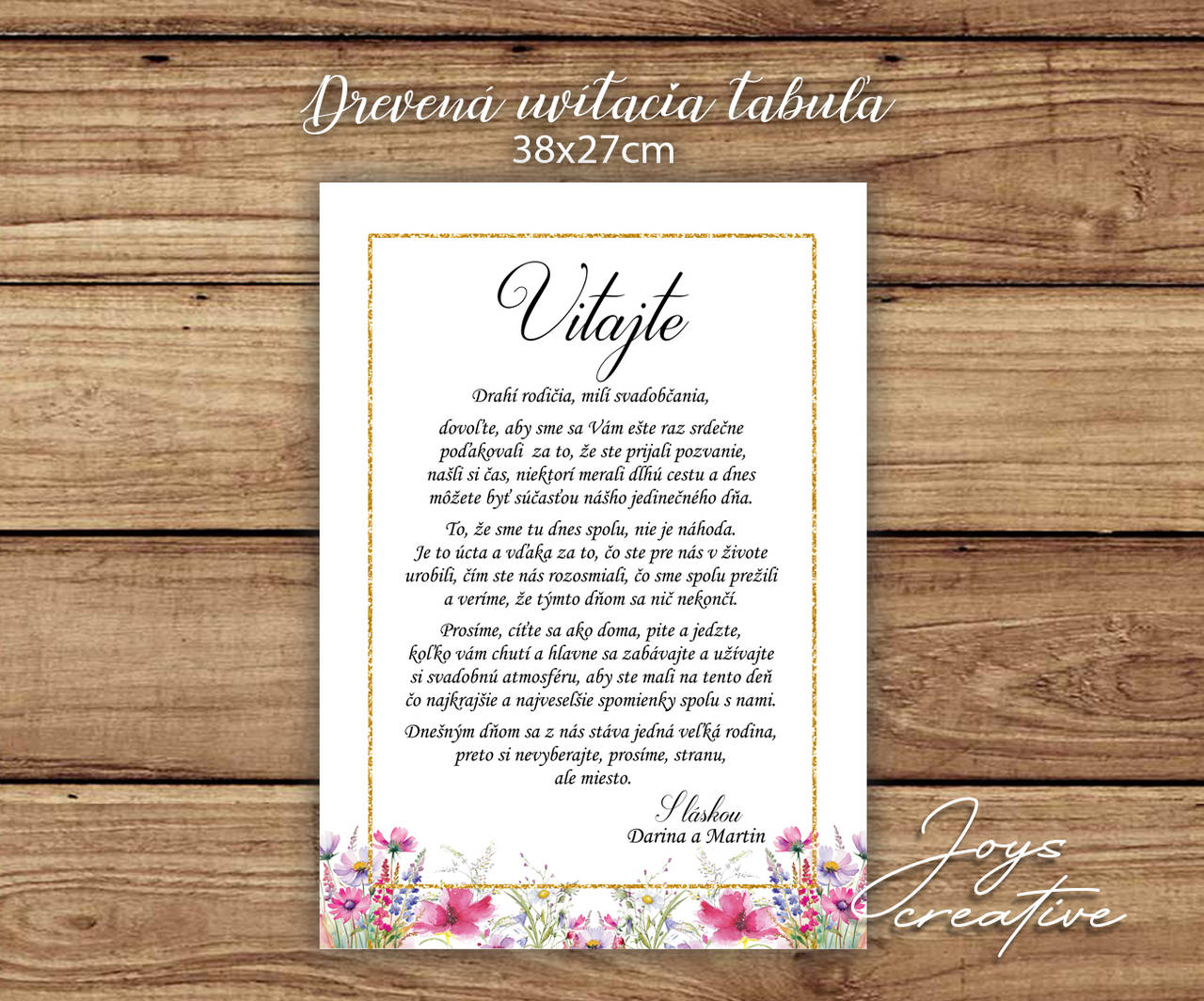 Svadobná tabuľa Vitajte s ružovými a fialovými kvetmi