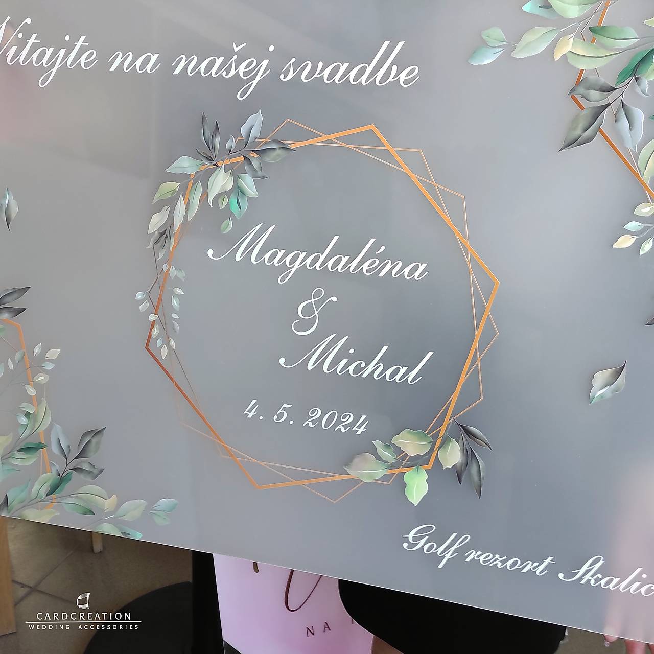 Transparentná uvítacia tabuľa 19773WD