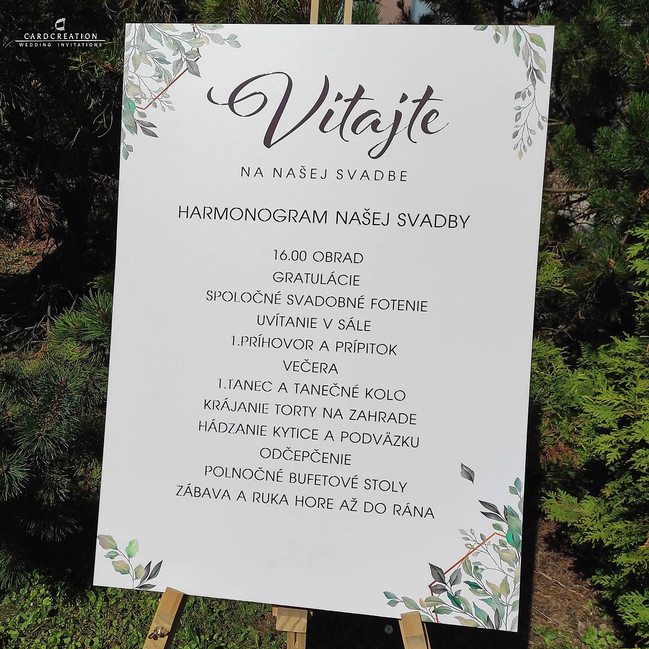 Svadobná uvítacia tabuľa v štýle svadobného harmonogramu, 19773W