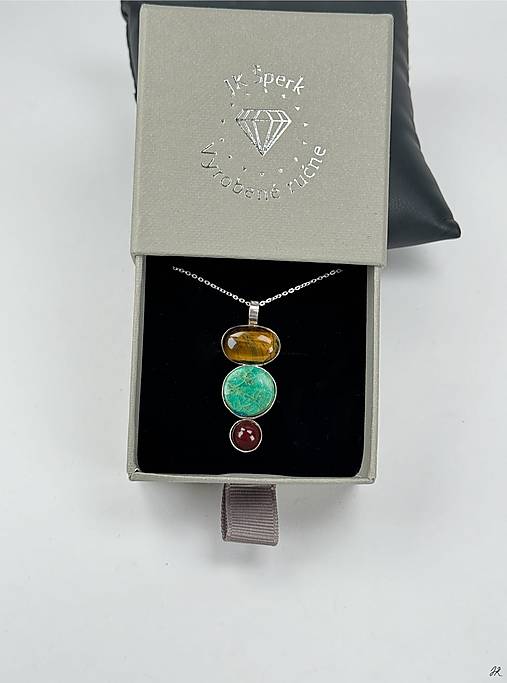 Strieborný 925/1000 prívesok s tigrim okom, shatuckitt a karneolom