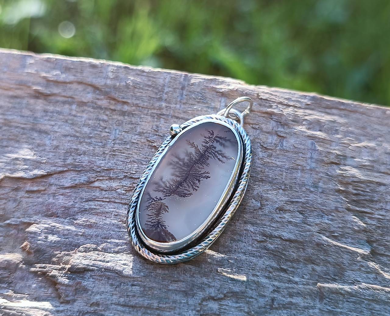 Strieborný Prívesok s Dendritickým achátom