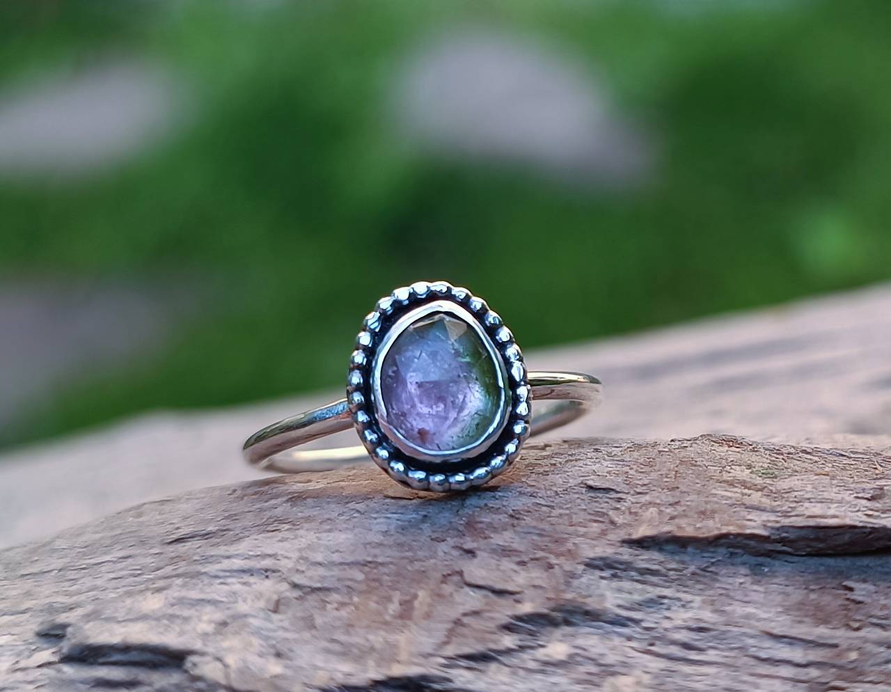 Strieborný Prsteň s Melónovým Turmalínom