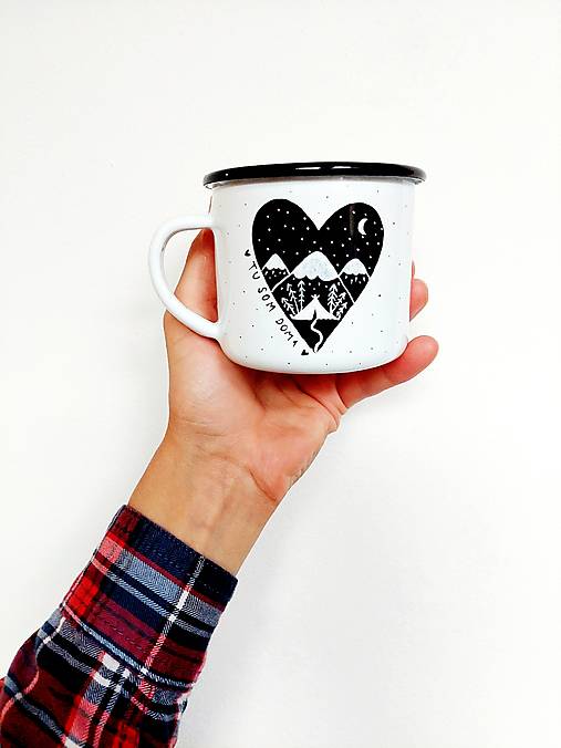 Nádoby - Smaltovaný hrnček na hory "Tu som doma" - 16658208_