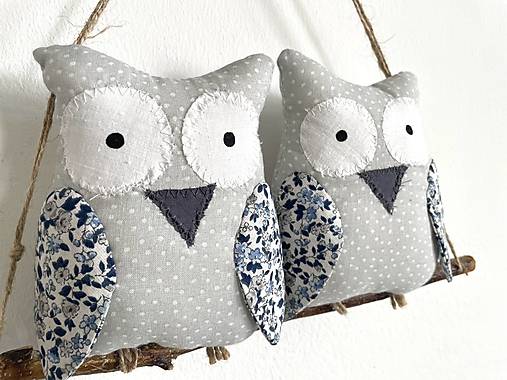 Dekorácie - Sovy na zavesenie ,, Párik,,  (Šedý párik) - 16659621_