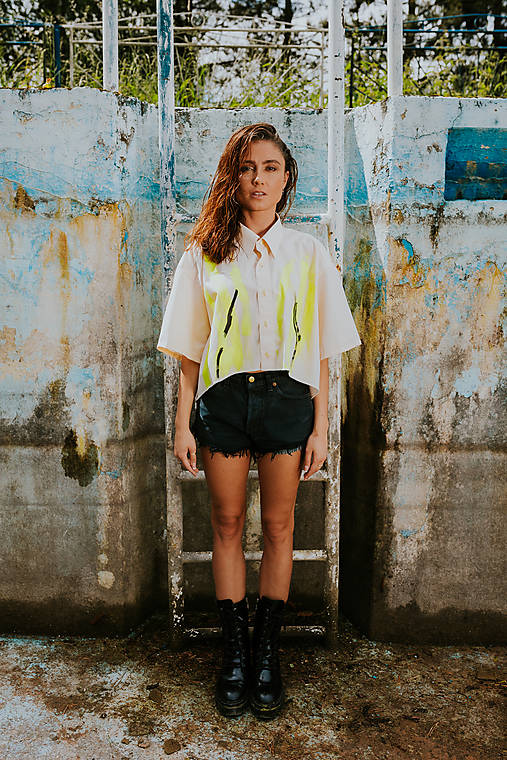 Blúzky a košele - UPCYkošeľa "Neon 03" - 16662234_