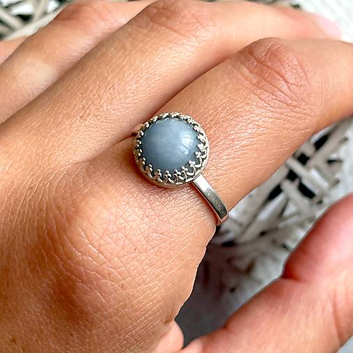 ZĽAVA 10% Natural Angelite Ring Silver Ag 925 / Strieborný prsteň s angelitom E006