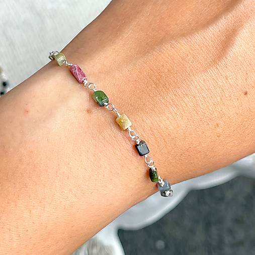 Multicolor Tourmaline Bracelet / Náramok turmalín, AG925, E035