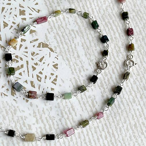 Multicolor Tourmaline Bracelet / Náramok turmalín, AG925, E035