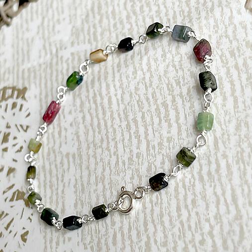 Multicolor Tourmaline Bracelet / Náramok turmalín, AG925, E035