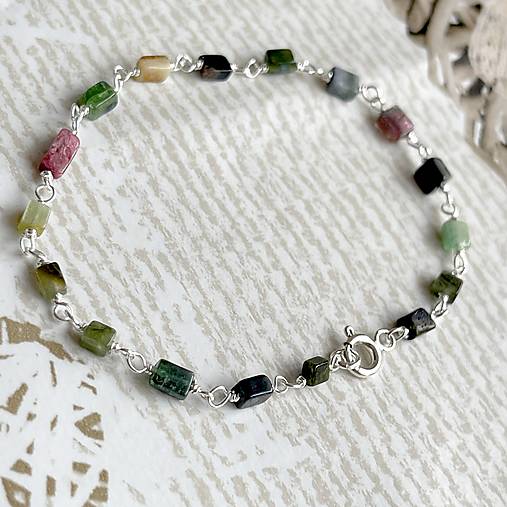 Multicolor Tourmaline Bracelet / Náramok turmalín, AG925, E035