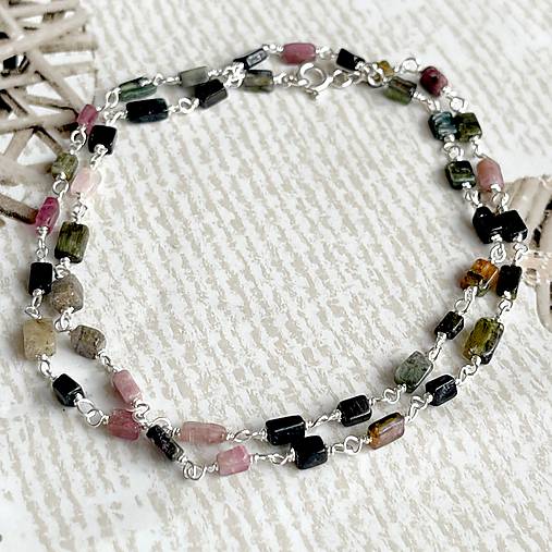 Multicolor Tourmaline Bracelet / Náramok turmalín, AG925, E035