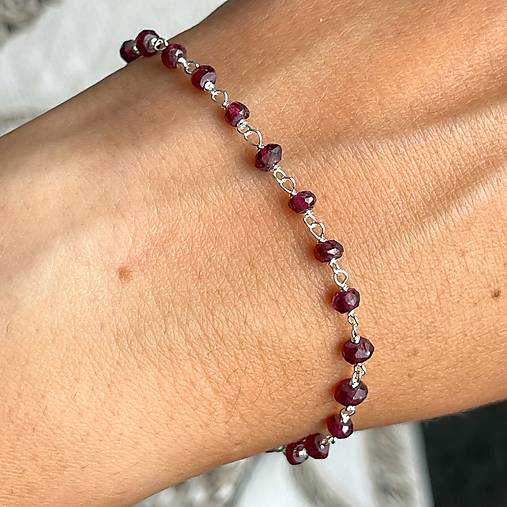 Garnet Rhodolite Bracelet / Náramok granát rodolit, AG925, E035