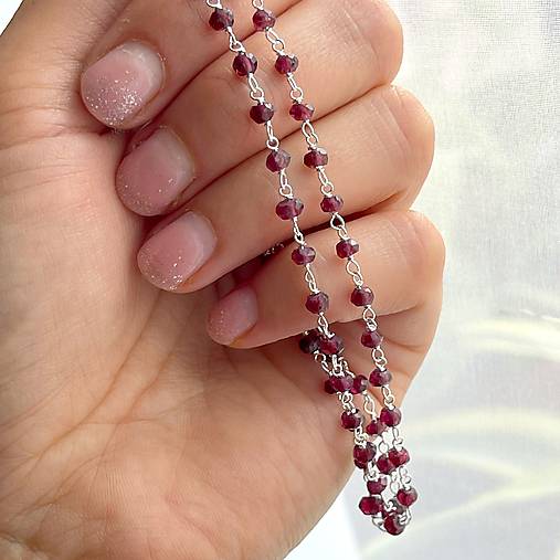 Garnet Rhodolite Necklace Silver Plated / Náhrdelník granát rodolit, postriebrený, AG925, E035