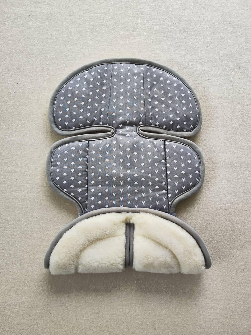 Detský textil - VLNIENKA  podložka 3v1 do Miminkovník Thule Chariot Infant Sling 100 % MERINO TOP SUPER WASH  Natural Hviezdičky šedé - 16667500_