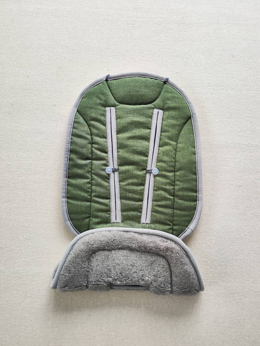 Detský textil - Vlnienka Podložka do kočíka Cybex Priam 100% Merino top super wash Grey 100% Ľan Green - 16667551_