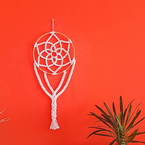 Dekorácie - Macramé mandala dekorácia biela - 16666456_