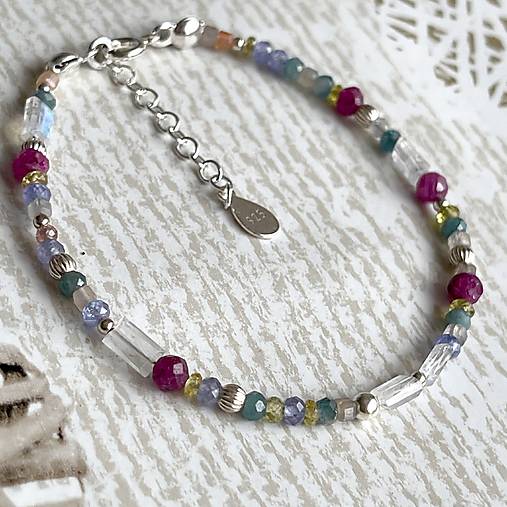 Mix Gemstone Bracelet AG925 / Náramok mix polodrahokamov AG925 E036