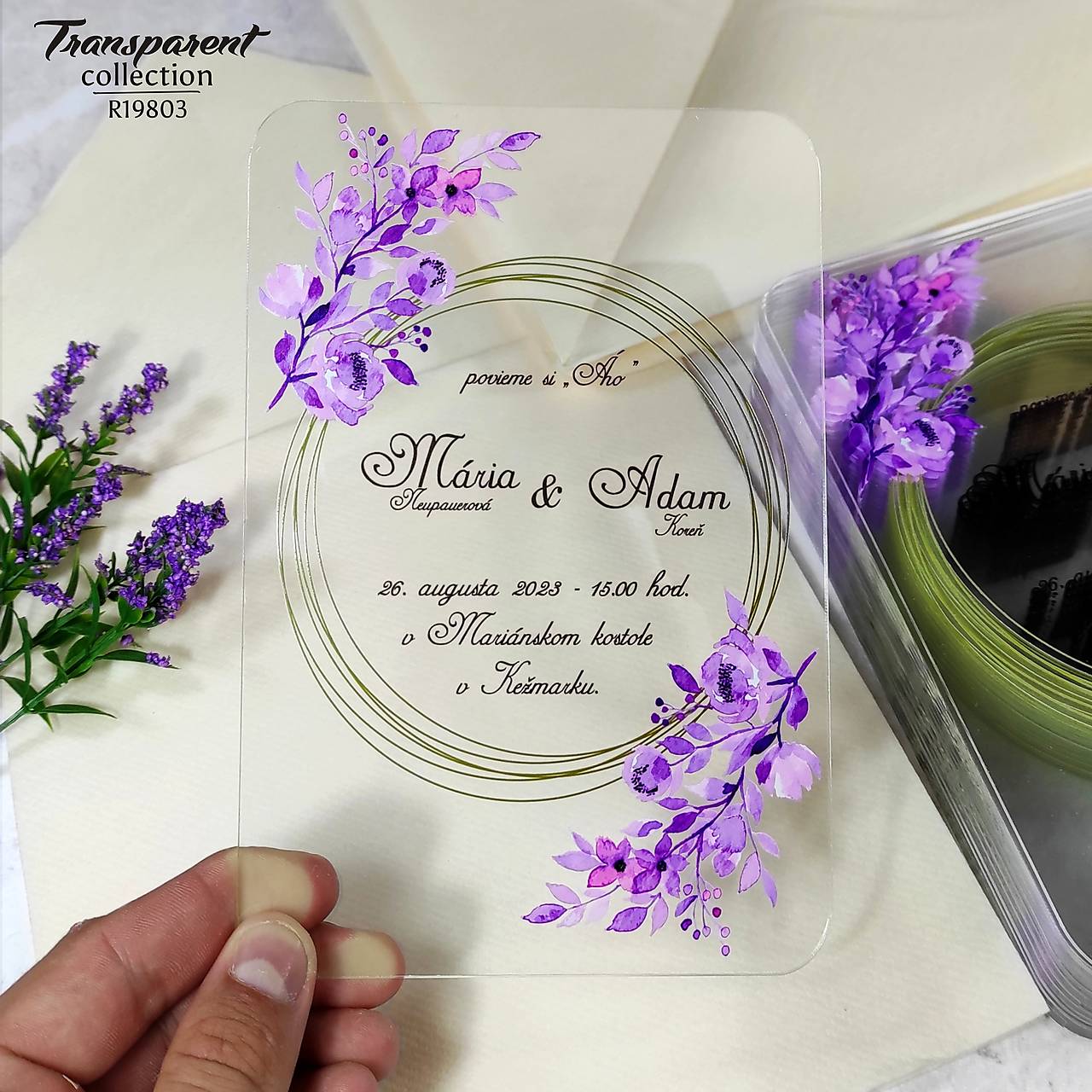 Svadobné oznámenia na transparentnom akryle 19803