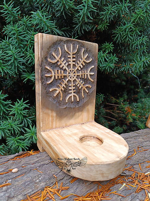 Svietidlá - AEGISHJALMUR - svietnik - viking candlestic holder - 16671163_
