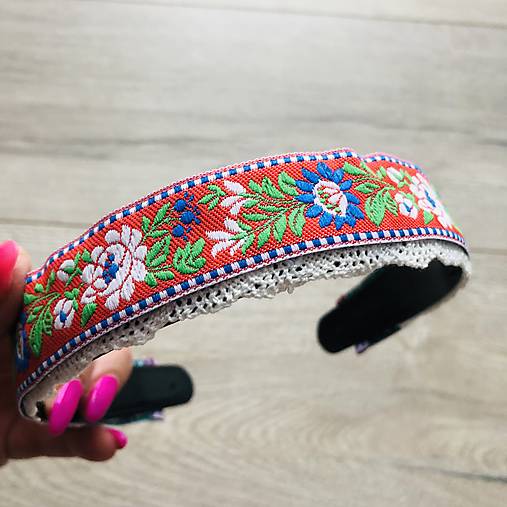 Ozdoby do vlasov - Folklórna čelenka bordová - 16672936_