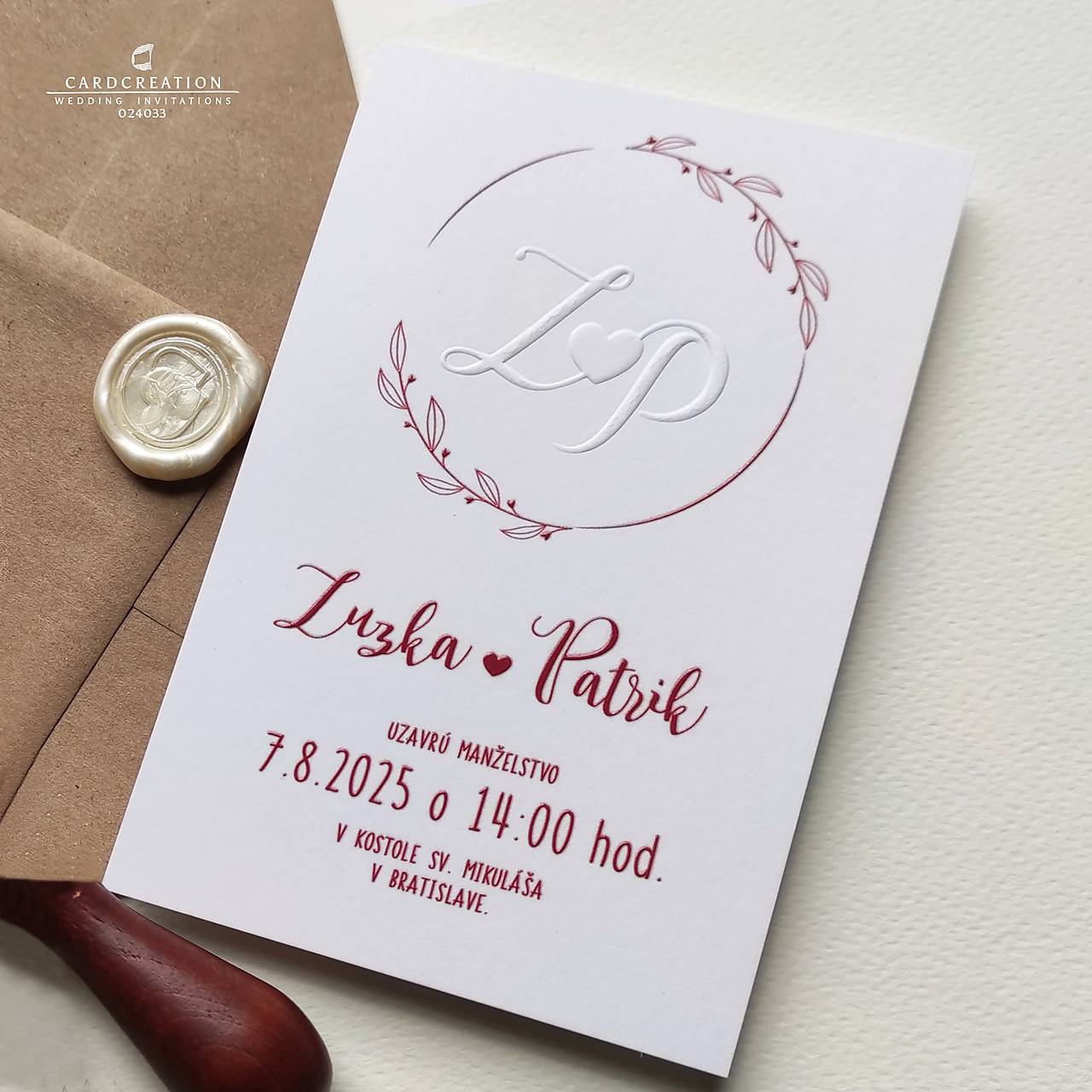 Minimalistické svadobné oznámenie - O24033