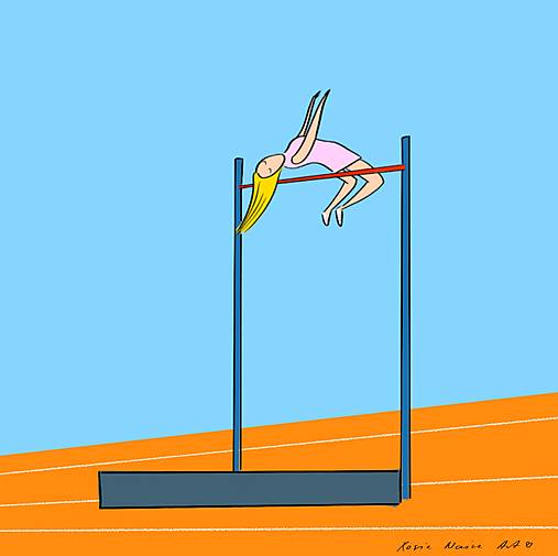 Ponad latku, high jump, Giclée art print 30x36