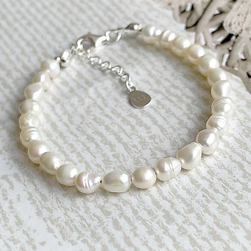 Freshwater Pearls Bracelet AG925 / Náramok sladkovodné perly, striebro, E014