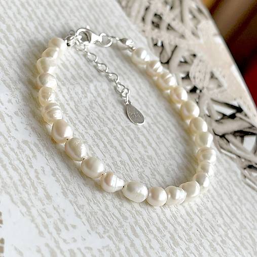 Freshwater Pearls Bracelet AG925 / Náramok sladkovodné perly, striebro, E014