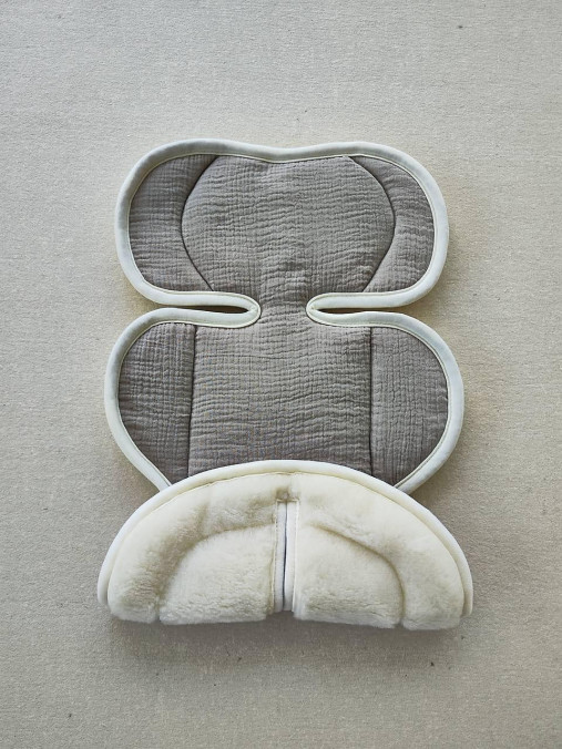 Detský textil - VLNIENKA podložka do autosedačky vajíčko Avionaut Universal Kite 100% Merino Top Super wash Natural Mušelín šedý  - 16676832_