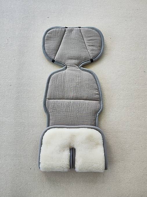 Detský textil - VLNIENKA Vložka proti poteniu do autosedačky univerzálna 9/18/25 kg100% Merino Top Super wash Natural Mušelín Grey TL - 16676939_